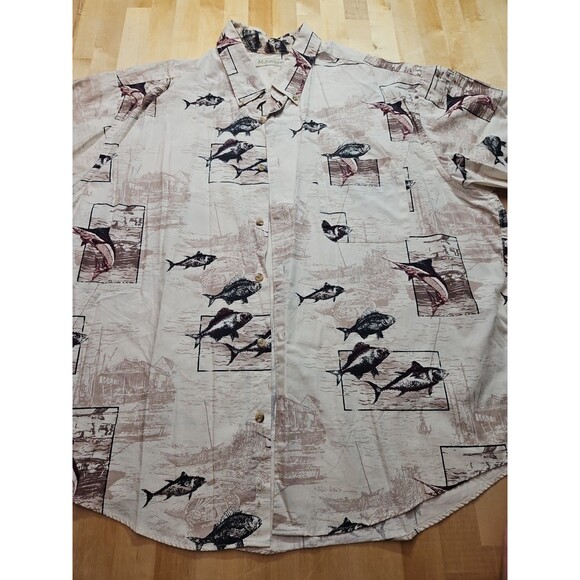 Munsingwear Mens XL Button Down Short Sleeve Fish Shirt Outdoors - Picture 2 of 16
